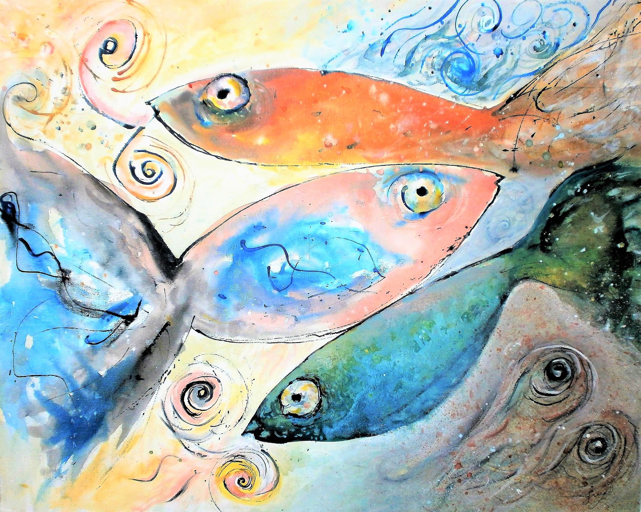 A painting of fish