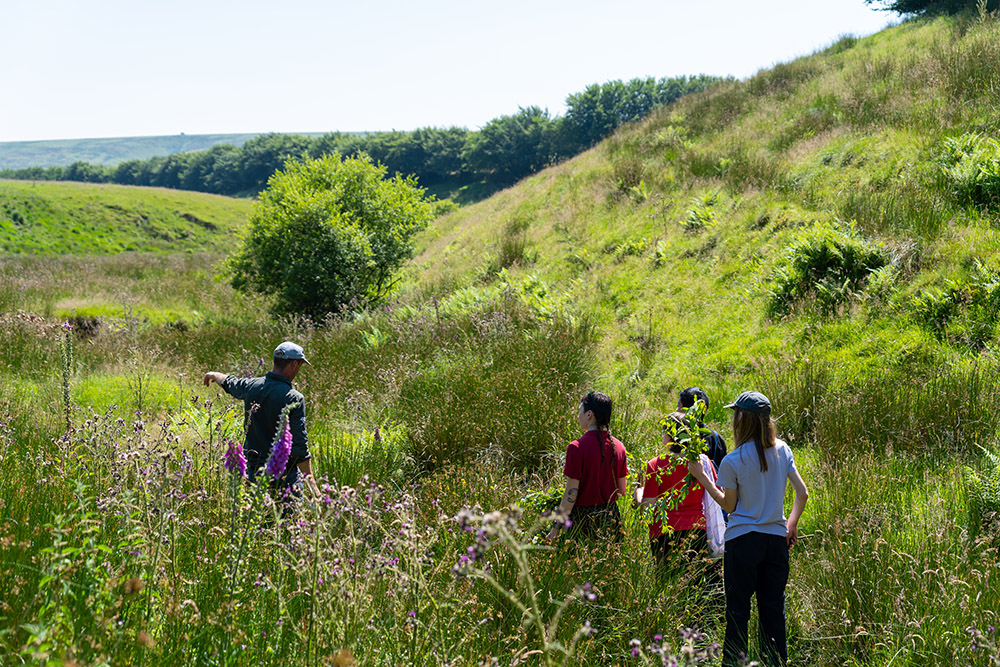 Work experience students constructing leaky dams at Driver, Exmoor